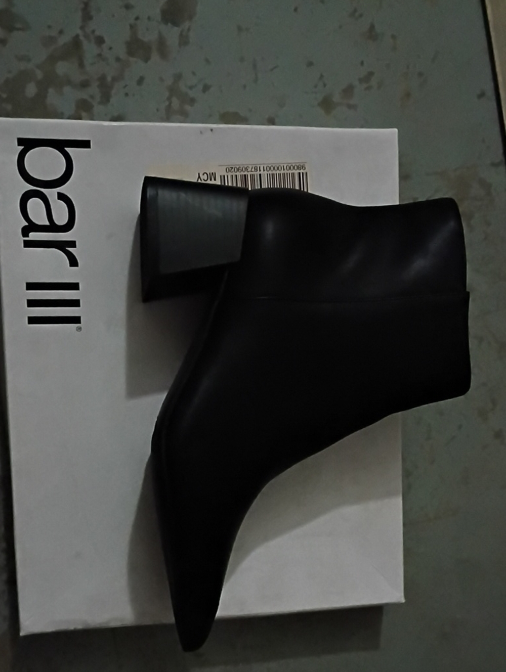 Bar III Black Pointed Toe Leather Ankle Bootie